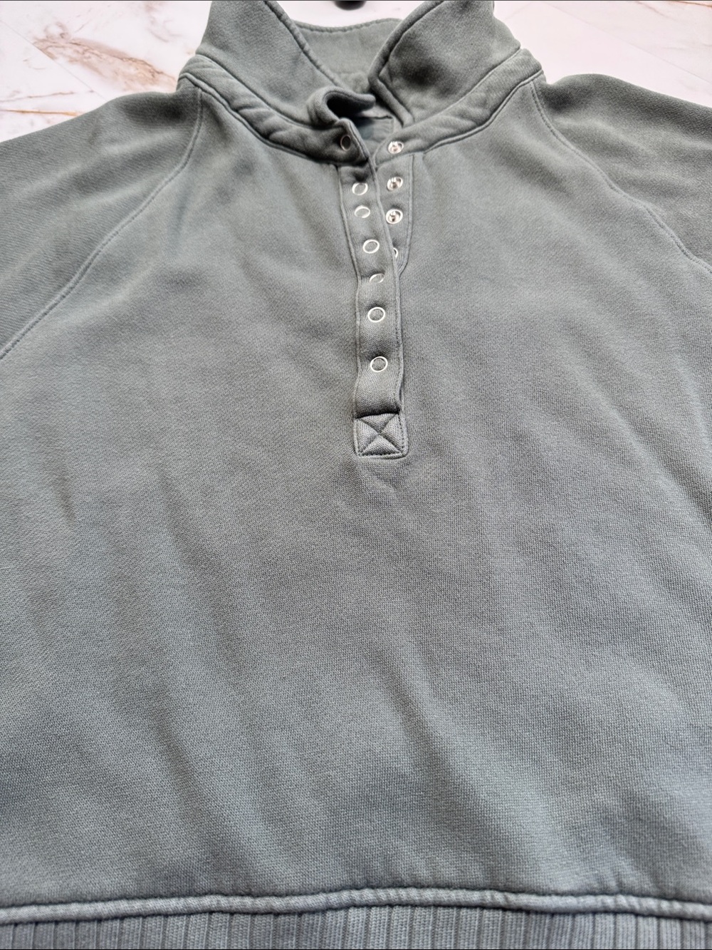 Aerie Quarter Snap Henley Sweatshirt Sz XL Green Comfy Loungewear Back to school - Picture 5 of 10